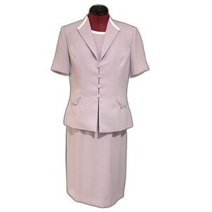 Kasper ASL Jacket Dress Women’s Size 10 Lilac 2-Piece Suit Dress Short Sleeve